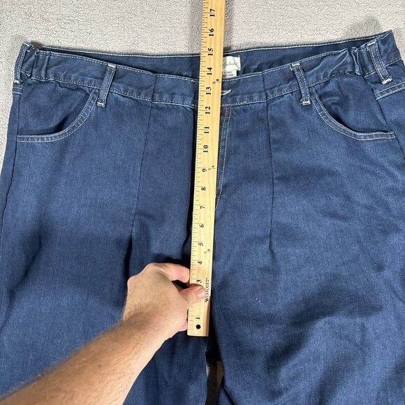 Cindy Ambuehl Women Plus Size 3X Blue Jeans Wide Leg Flare Slit Ankle Floral Y2K - Picture 5 of 12